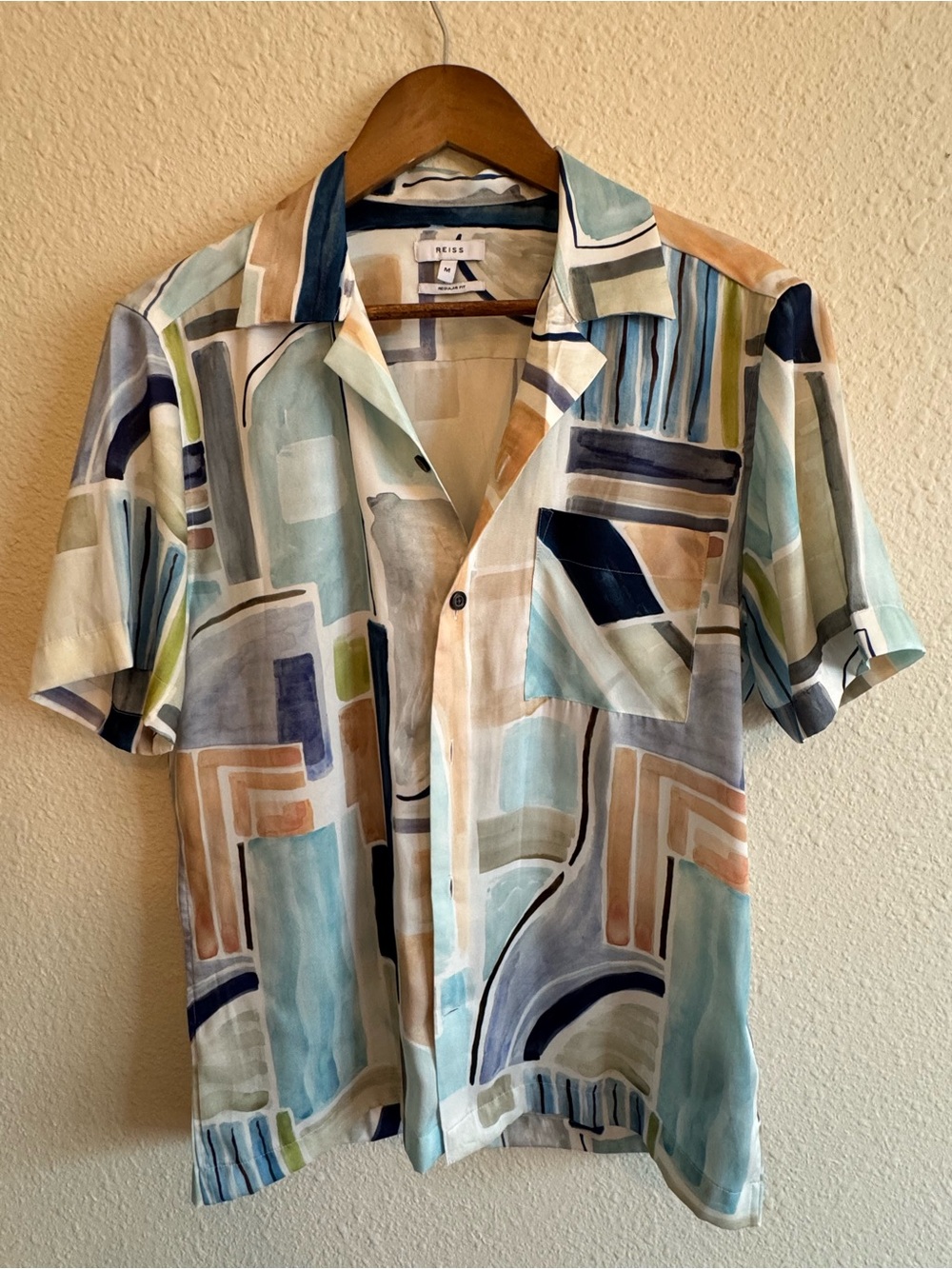 Reiss Abstract Geometric Button-Up